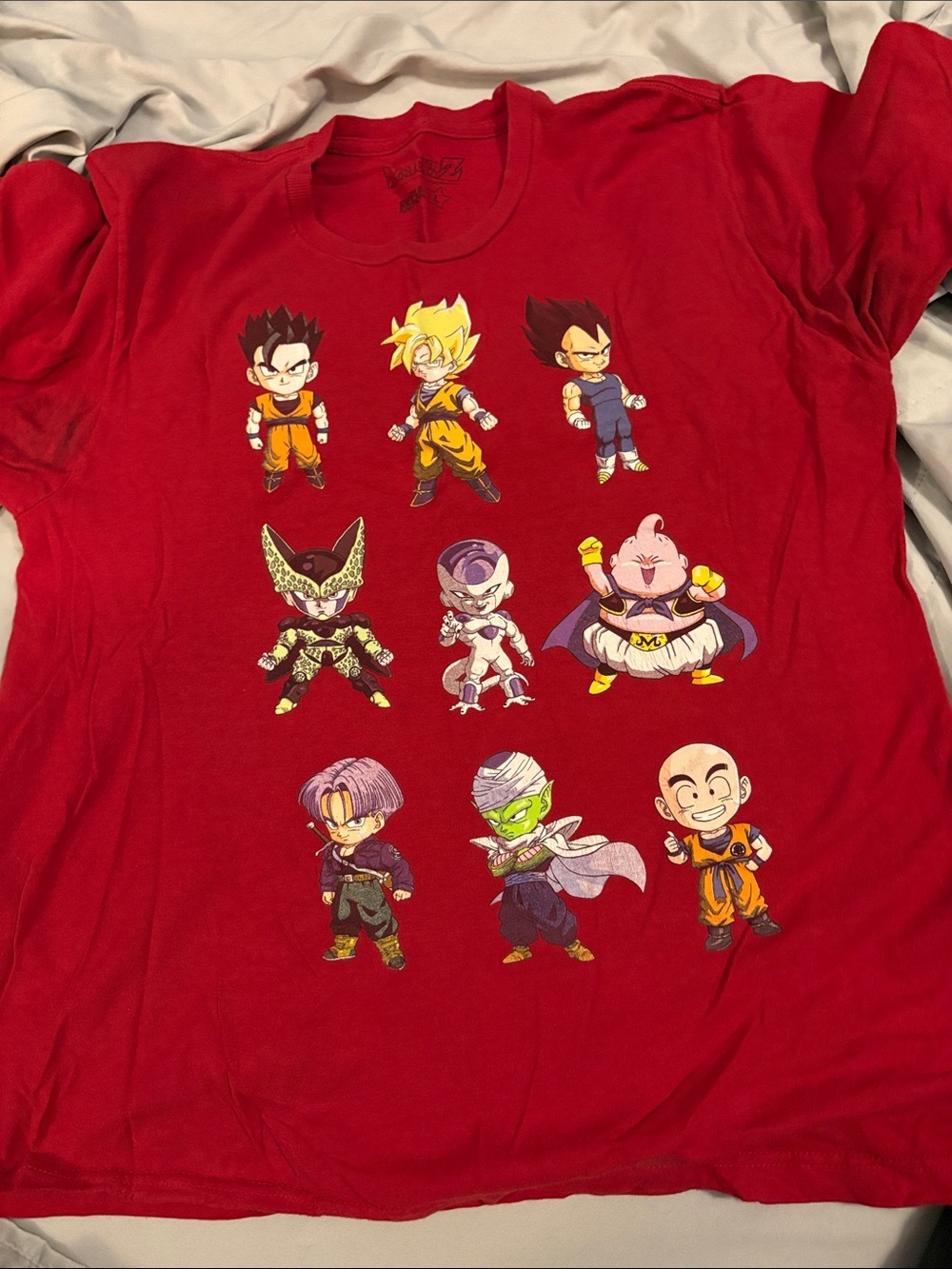 Men's Red Short Sleeve Graphic Tee with Dragon ball Z Character Art